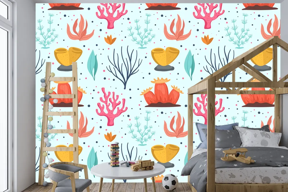 Mercan Desen Koleksiyonu Konsepti Çocuk Odası Duvar Kağıdı 