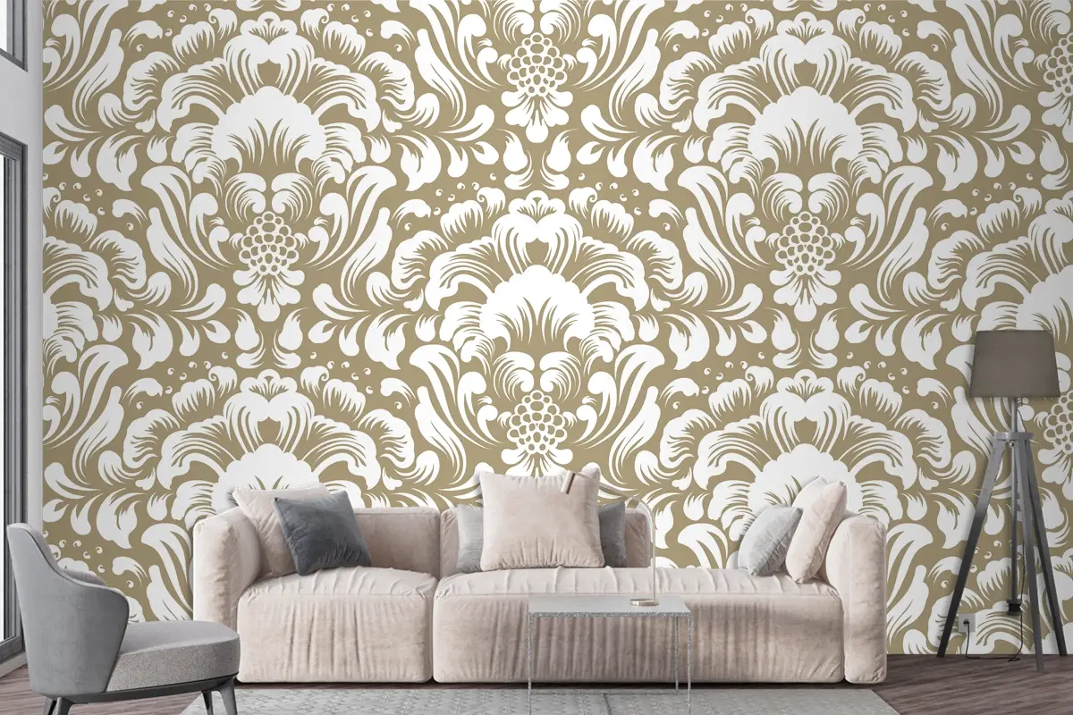 Süs Damask Dikişsiz Desen Duvar Kağıdı