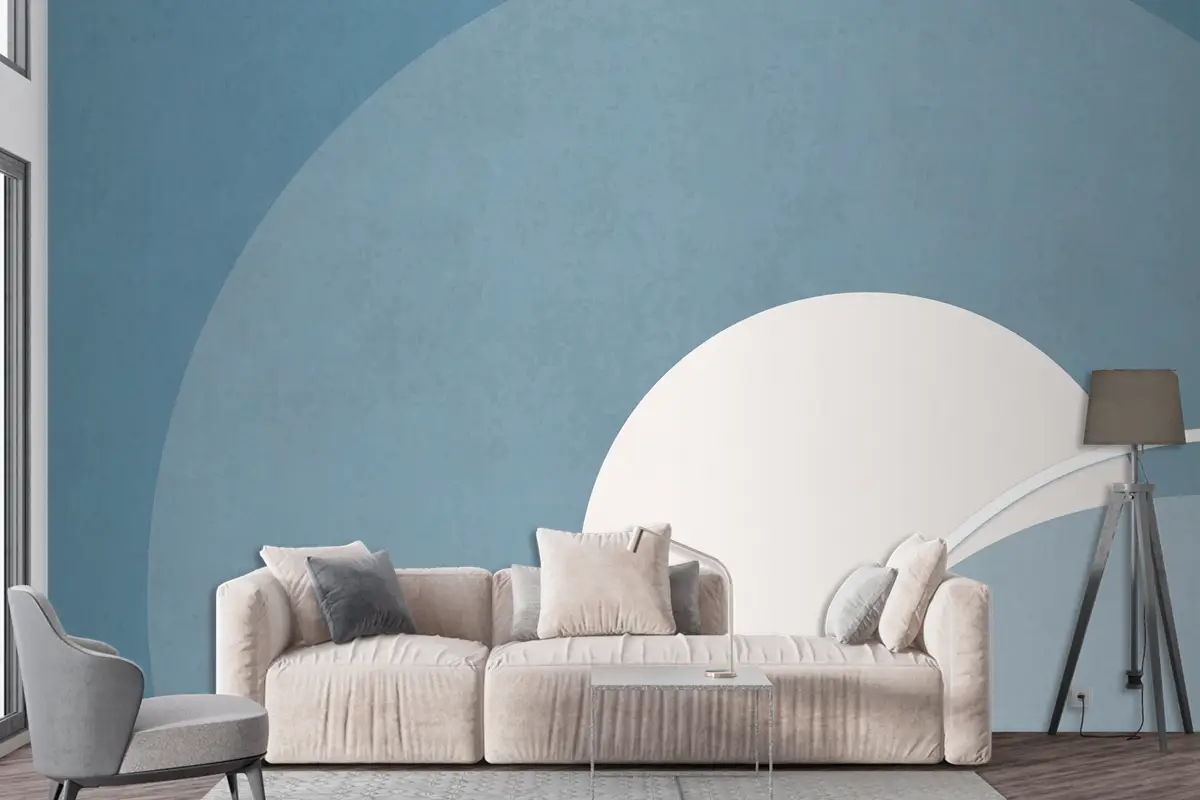 Retro Renkli Ay Manzarası Minimalist Vintage Poster Tarzı Oturma Odası Duvar Kağıdı Duvar