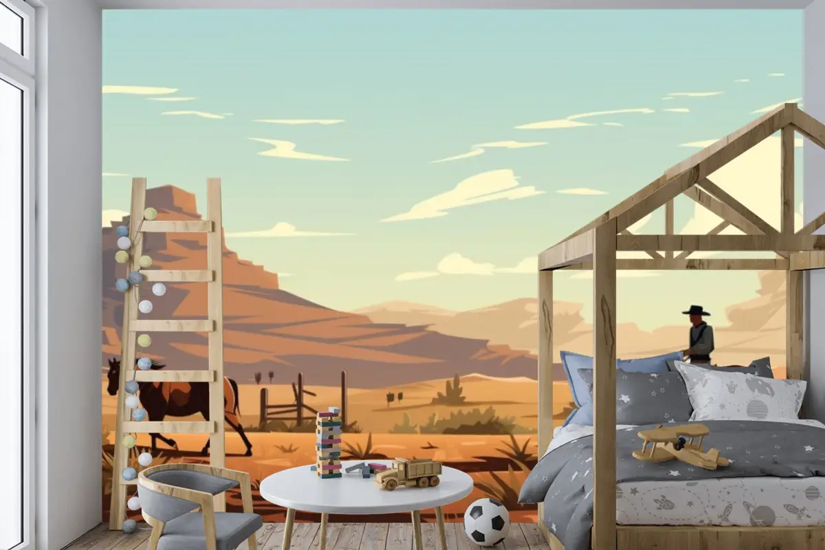 Çölde Ata Binen Adam Çocuk Odası Duvar Kağıdı