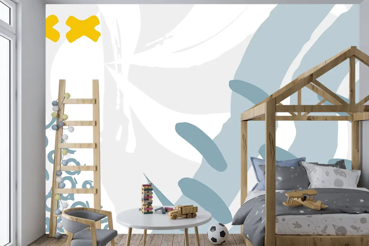 Renkli Tasarımlı Soyut Şekil Renk Sıçrama Çocuk Odası Duvar Kağıdı 