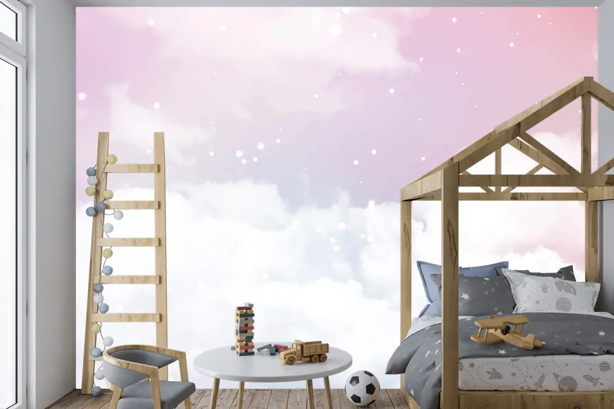 Şekerli Pamuk Şeker Bulutlu Soyut Gökyüzü Tasarım Çocuk Odası Duvar Kağıdı