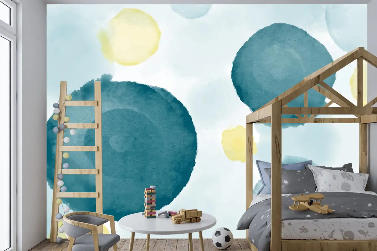 Soyut Suluboya Arka Plan Çocuk Odası Duvar Kağıdı 