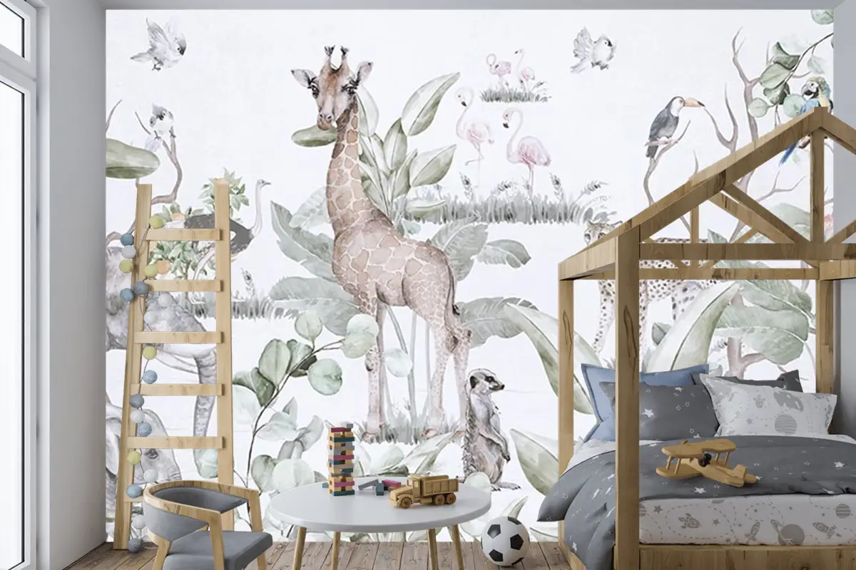 Ağaçlar Ve Yapraklar Arasında Sevimli Hayvanlar Duvar Kağıdı