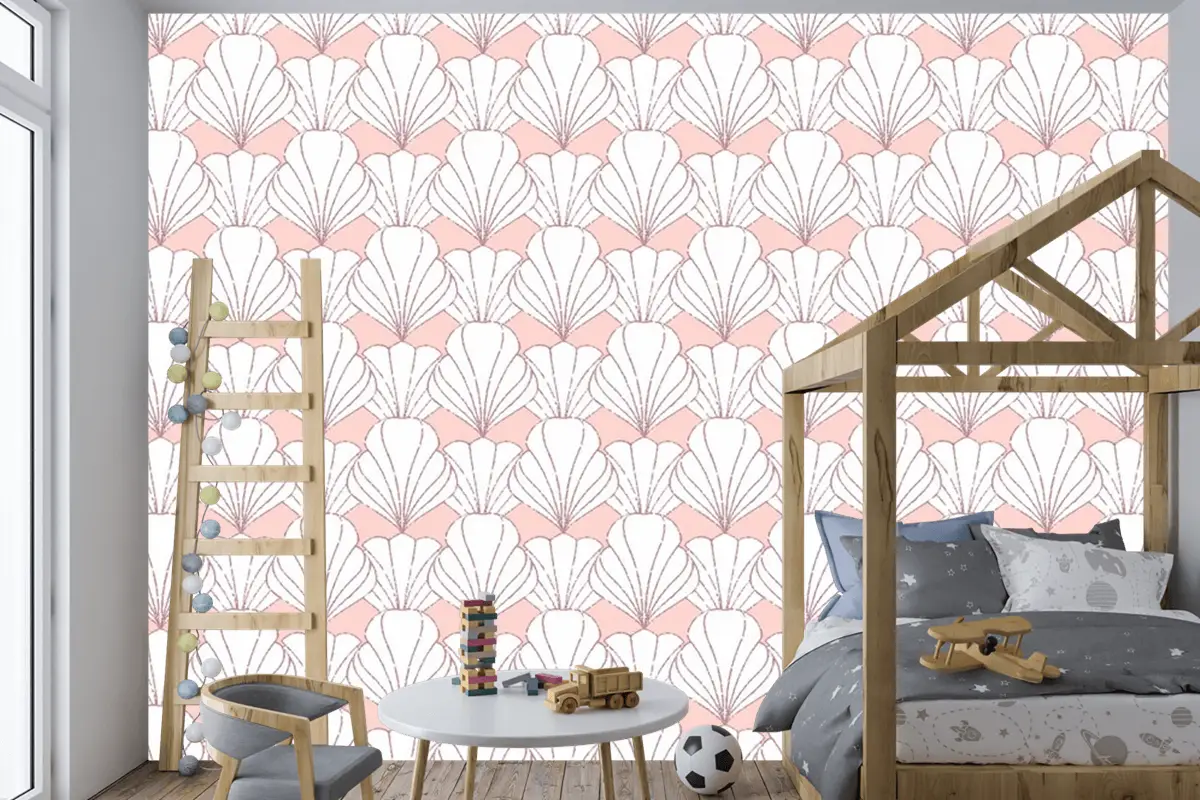 Art Deco Gül Altın Dikişsiz Desen Çocuk Odası Duvar Kağıdı