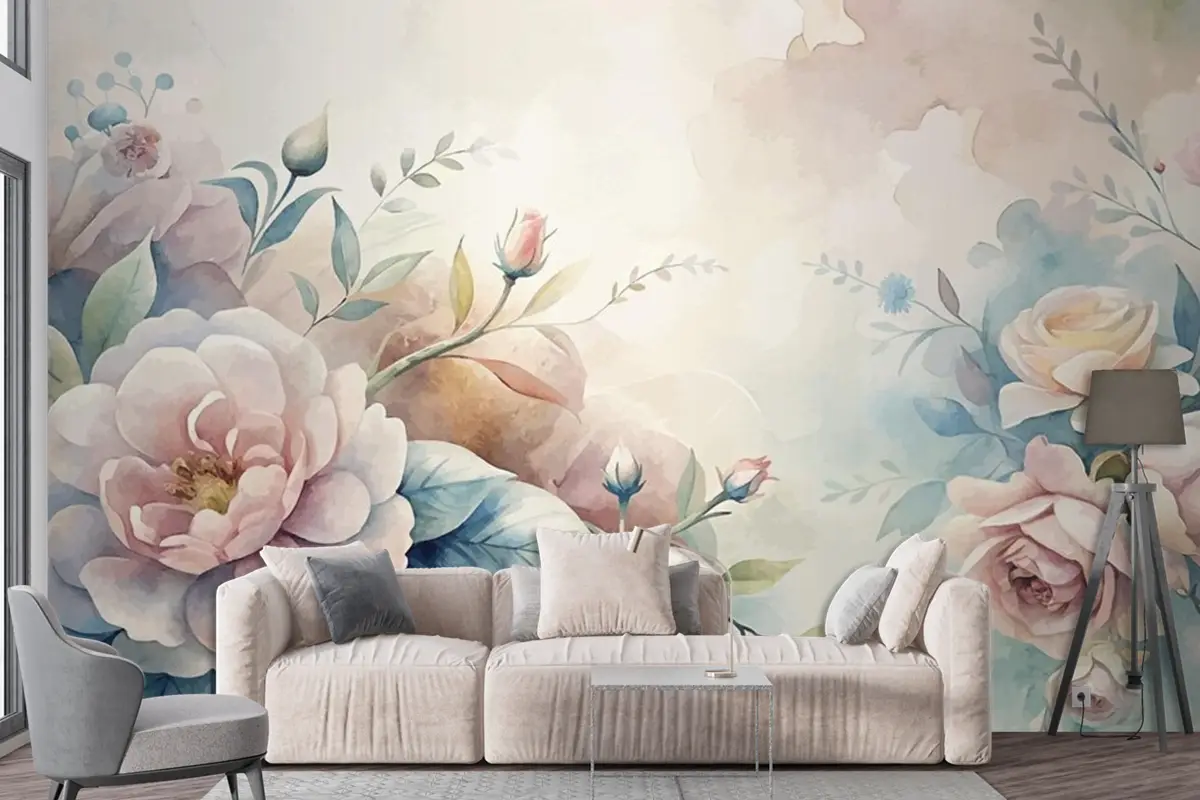 Güzel Suluboya Çiçek Arka Plan Duvar Kağıdı 