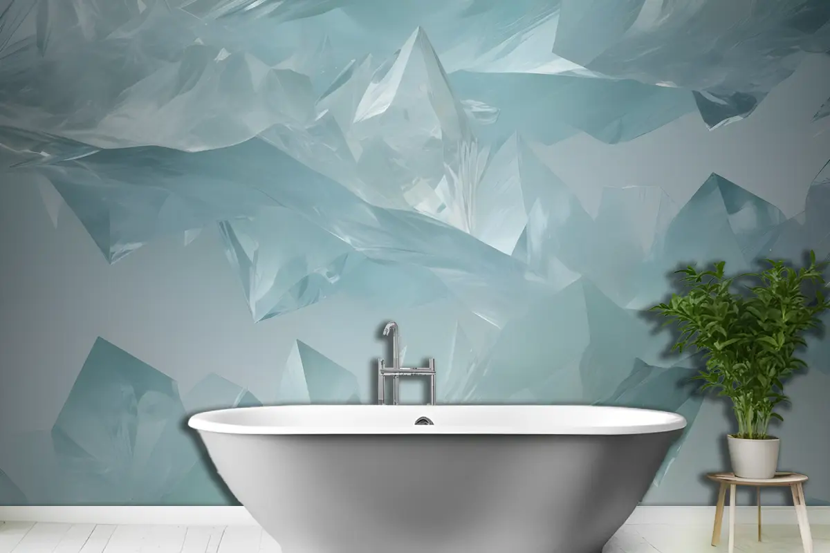 Mavi Yeşil Soyut Okyanus Boyama Banyo Duvar Kağıdı