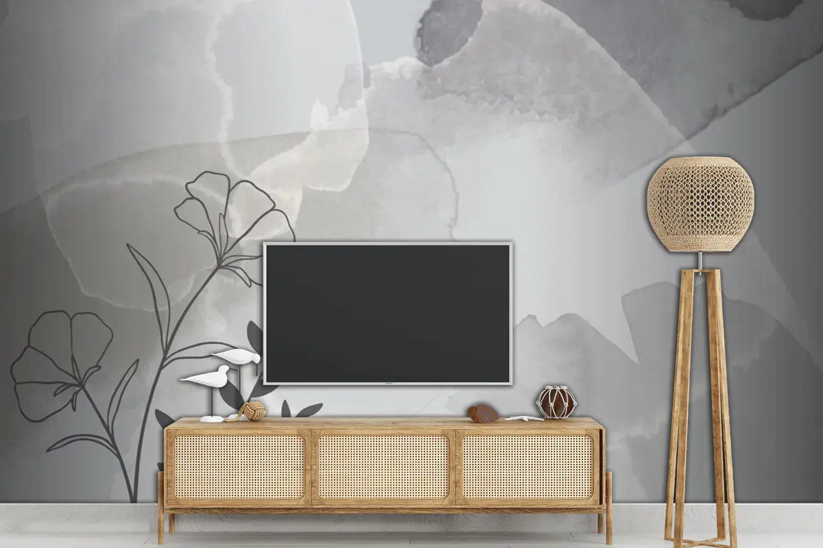 Çiçekli Suluboya Elle Çizilmiş Arka Plan Tv Arkası Duvar Kağıdı