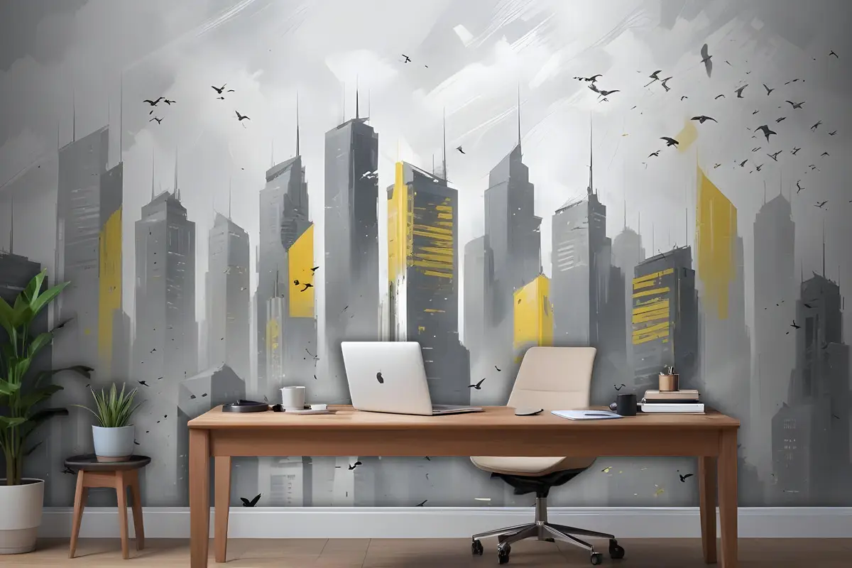 Şehir Manzarası Sarı Şehir Işık Duvar Kağıdı 