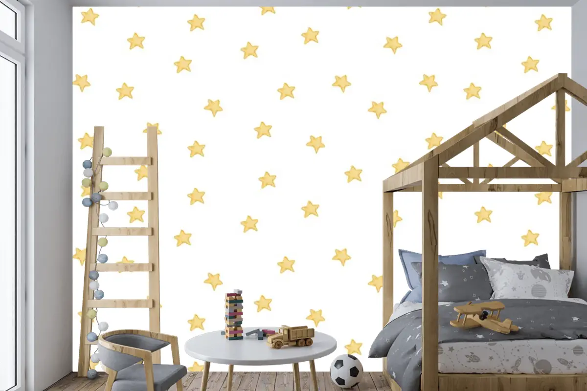 Çocuk Odası Duvar Kağıdı Sarı Yıldızlar