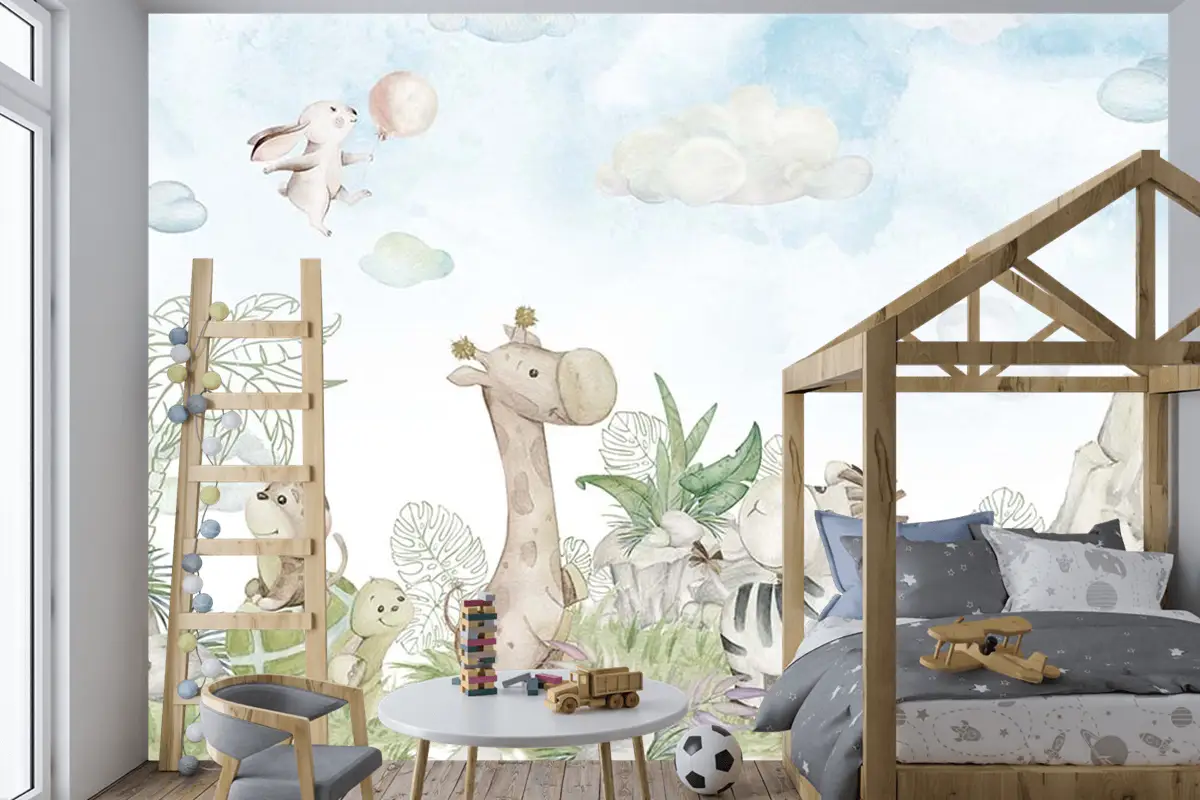 Çocuk Odası Duvar Kağıdı Sevimli Hayvanlar