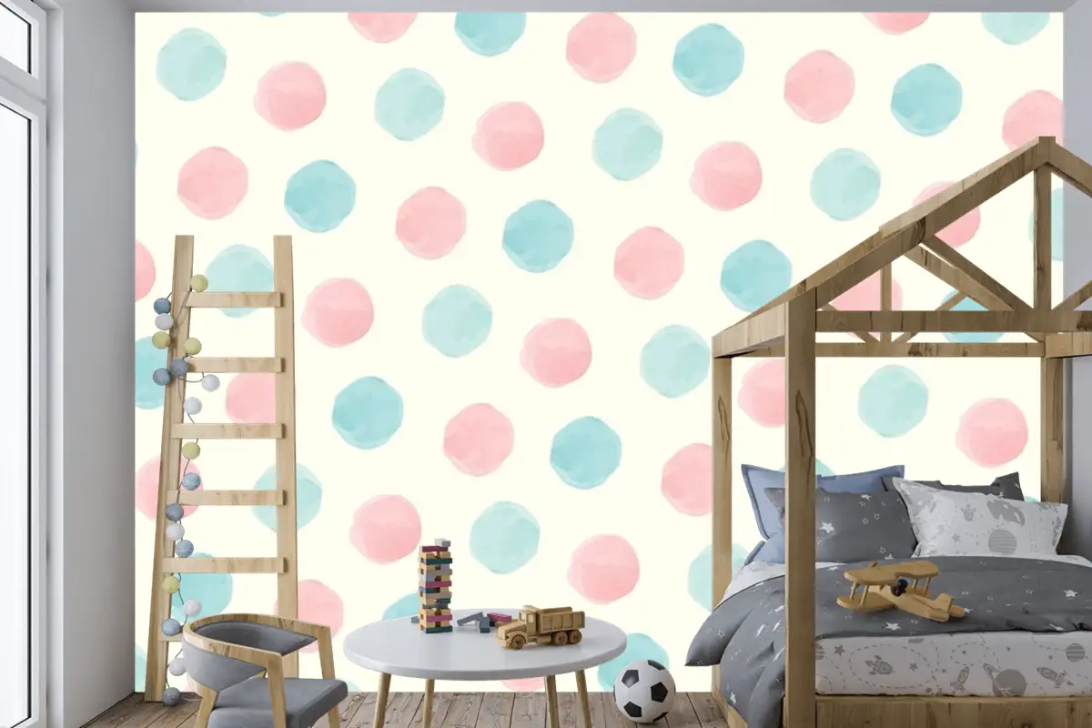 Renkli Geometrik Dikişsiz Desen Çocuk Odası Duvar Kağıdı