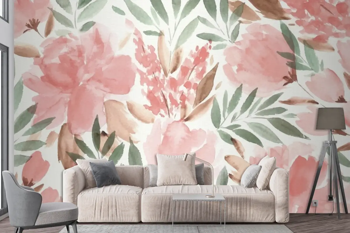 Renkli Suluboya Çiçek Arka Plan Duvar Kağıdı 