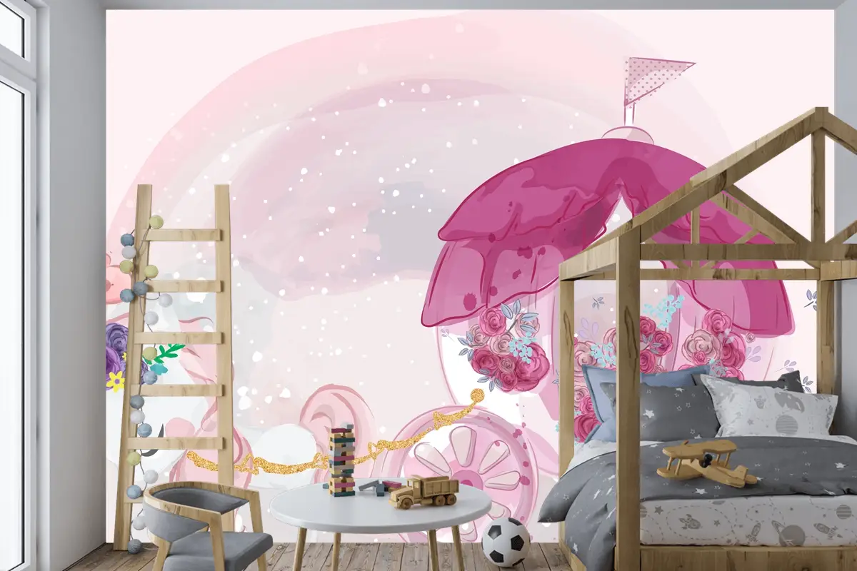 Tatlı Suluboya Tarzında Elle Çizilmiş Sevimli Bebek Tek Boynuzlu Çocuk Odası Duvar Kağıdı