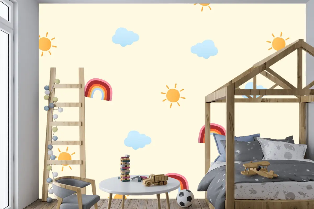 Sevimli Hava Desen Arka Plan Çocuk Odası Duvar Kağıdı