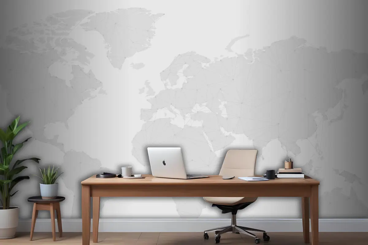 Dünya Çapında Bağlantı Gri Arka Plan Ofis Duvar Kağıdı