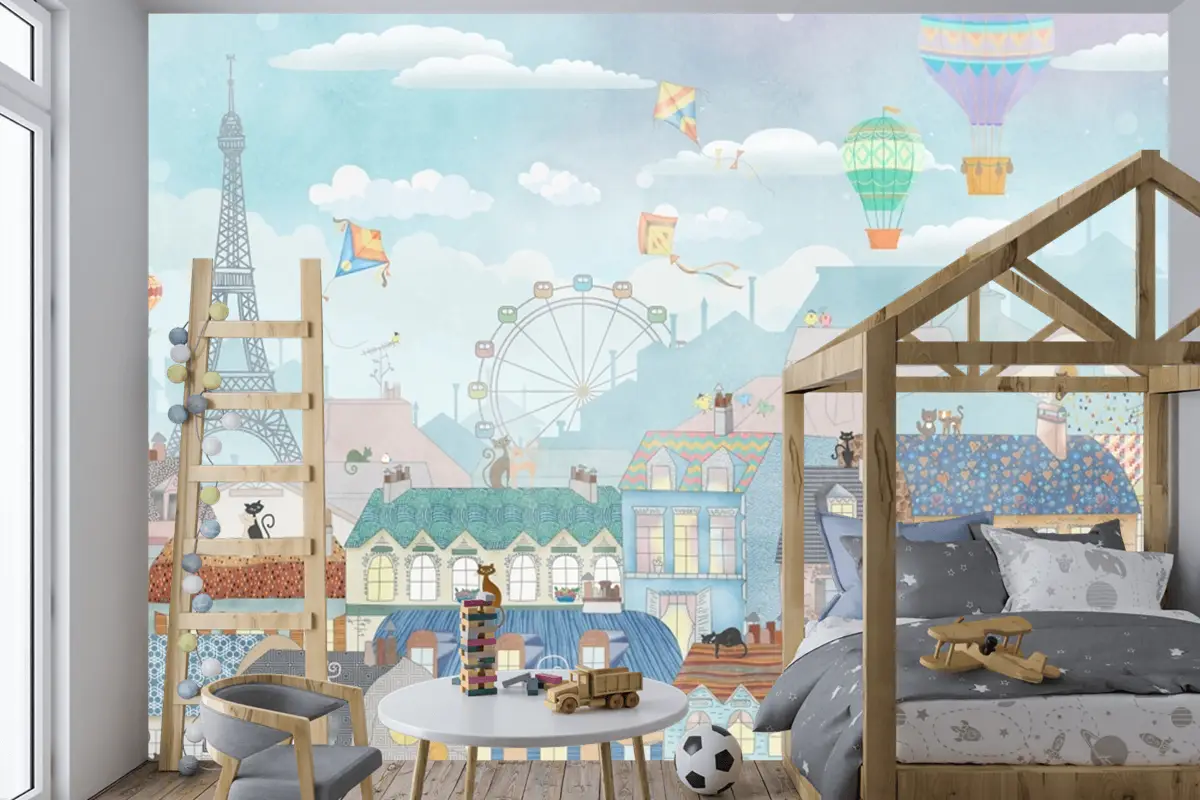 Eski Paris Suluboya Çocuk Odası Duvar Kağıdı