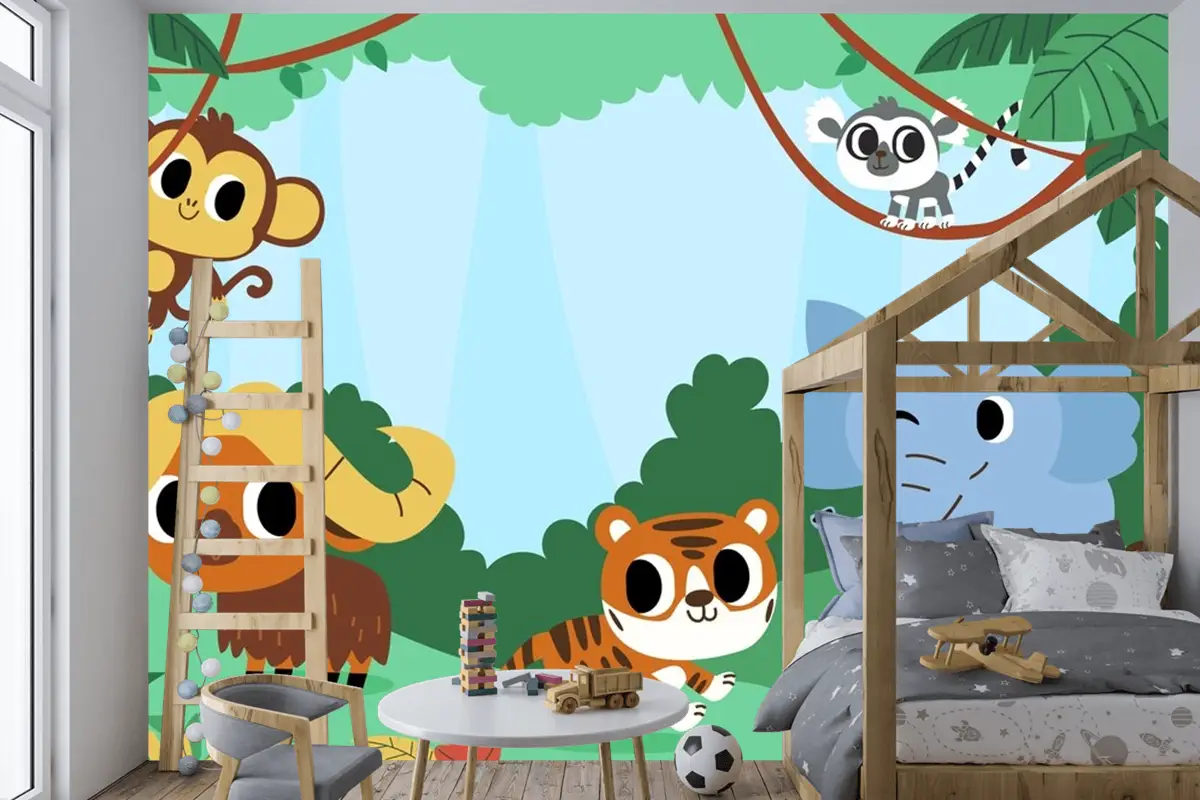 Dünya Hayvanları Koruma Günü Kutlaması İçin Düz Çocuk Odası Duvar Kağıdı 