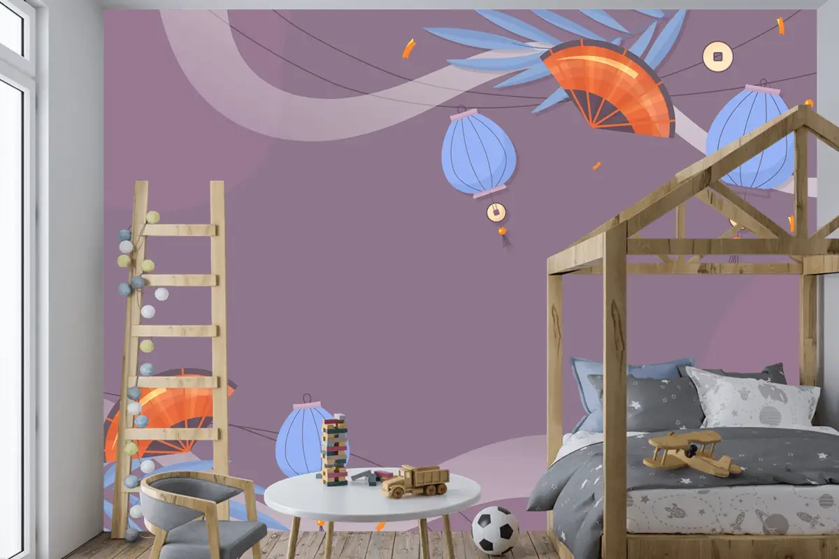 Düz Sonbahar Ortası Festivali Çocuk Odası Duvar Kağıdı 