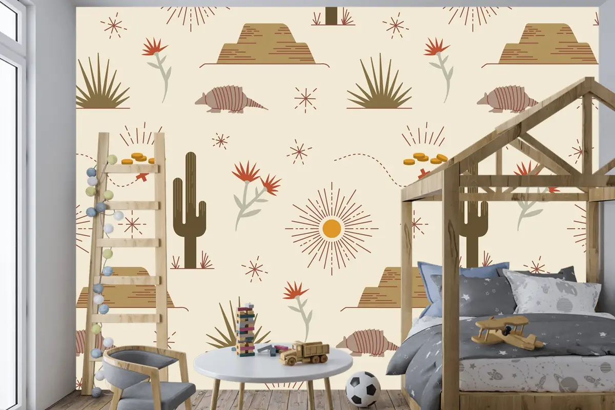 Düz Batı Desen Tasarımı Çocuk Odası Duvar Kağıdı