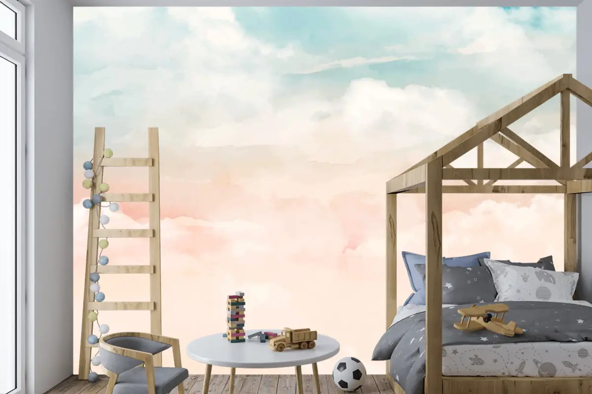 Gökyüzünde Renkli Bulutlar Çocuk Odası Duvar Kağıdı