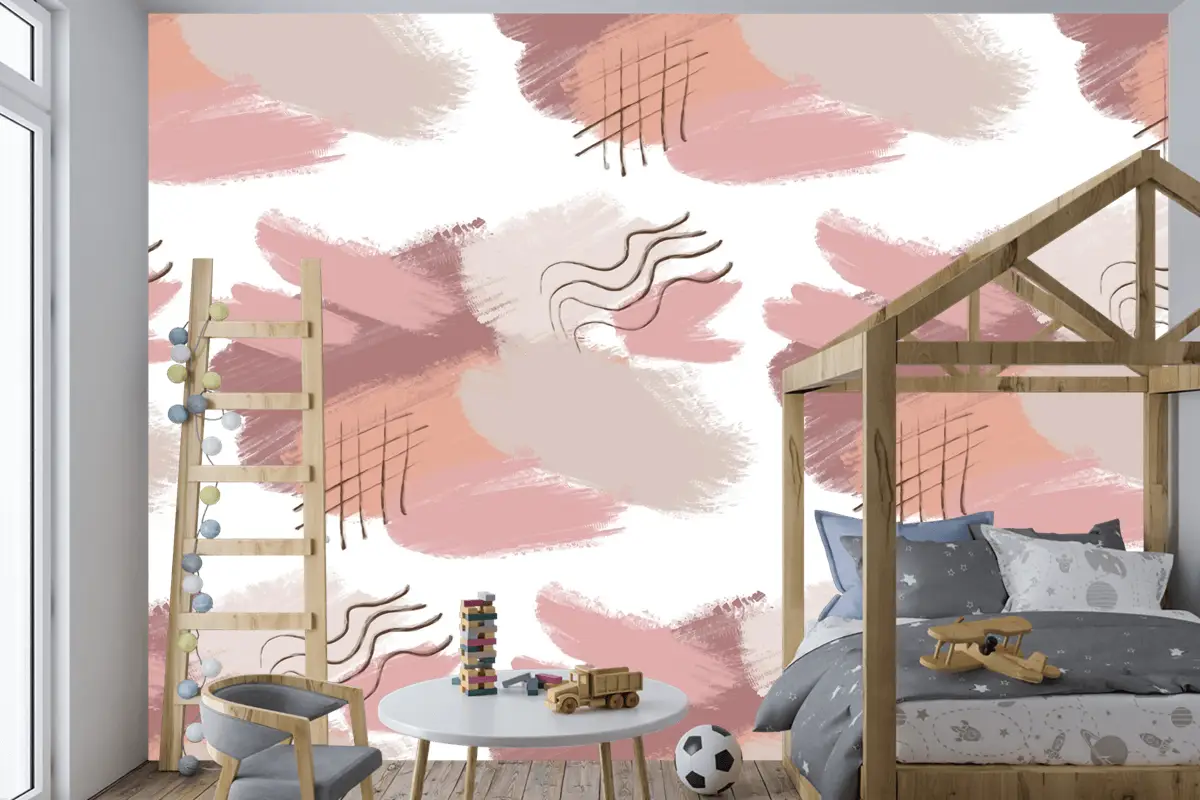 Degrade Kahverengi Soyut Suluboya Dikişsiz Desen Çocuk Odası Duvar Kağıdı