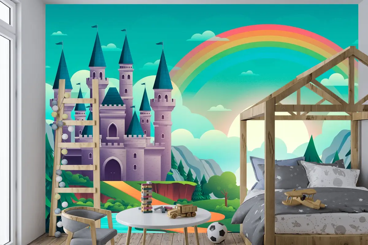 Degrade Peri Masalı Arka Plan Kids Boy Çocuk Odası Duvar Kağıdı 