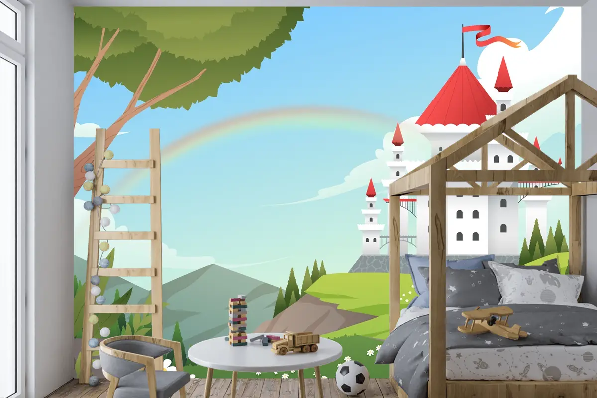 Degrade Peri Masalı Arka Plan Çocuk Odası Duvar Kağıdı 