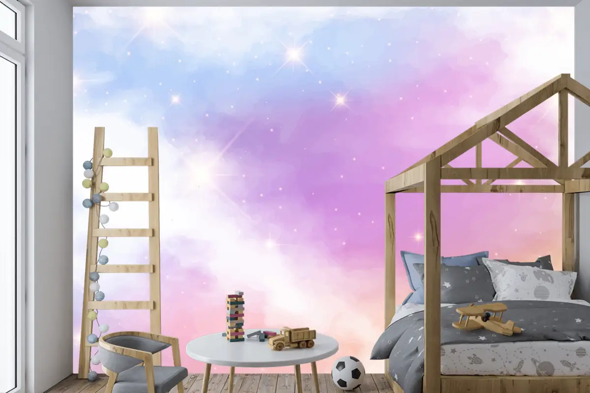 Degrade Pastel Gökyüzü Arka Plan Çocuk Odası Duvar Kağıdı