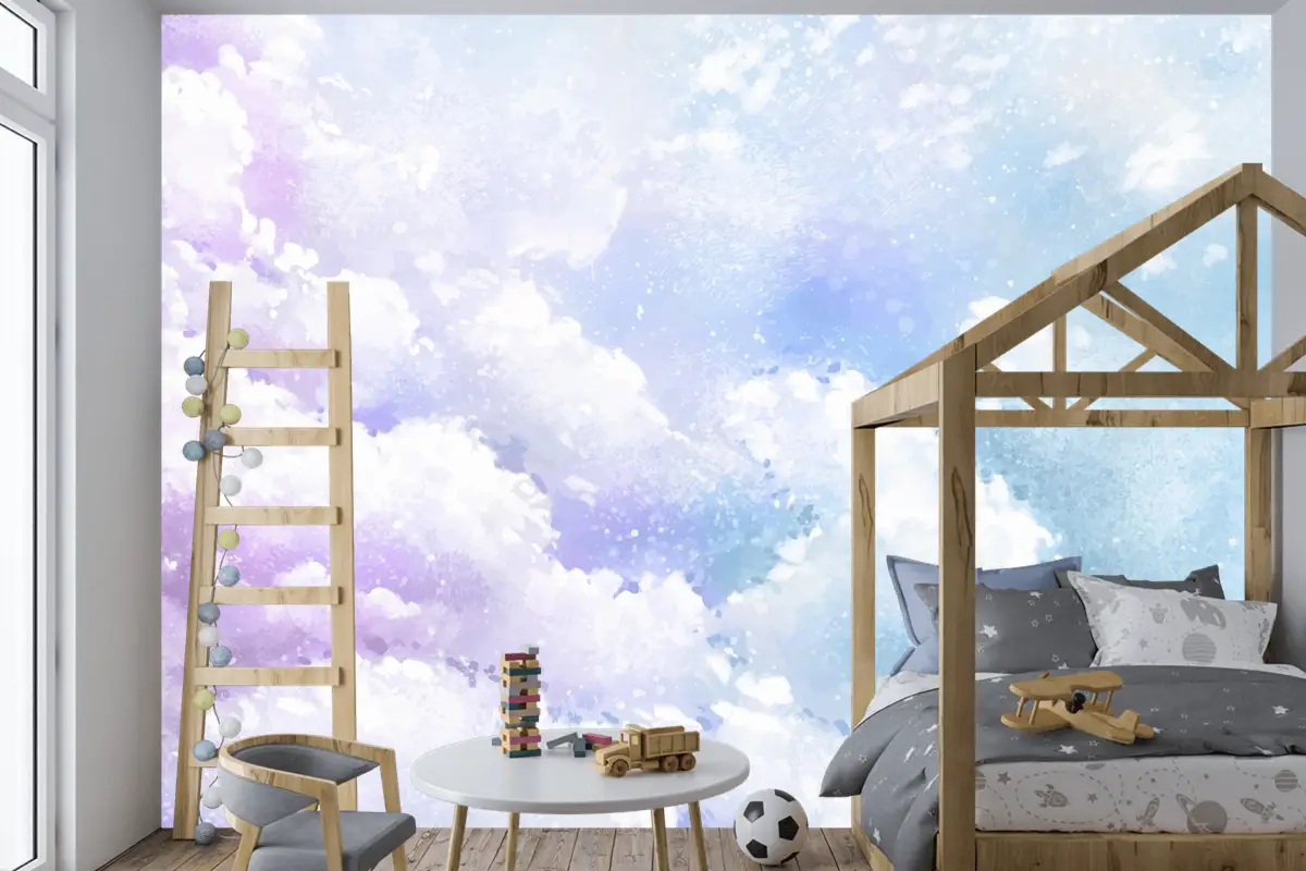 Degrade Pastel Gökyüzü Arka Plan Çocuk Odası Duvar Kağıdı 