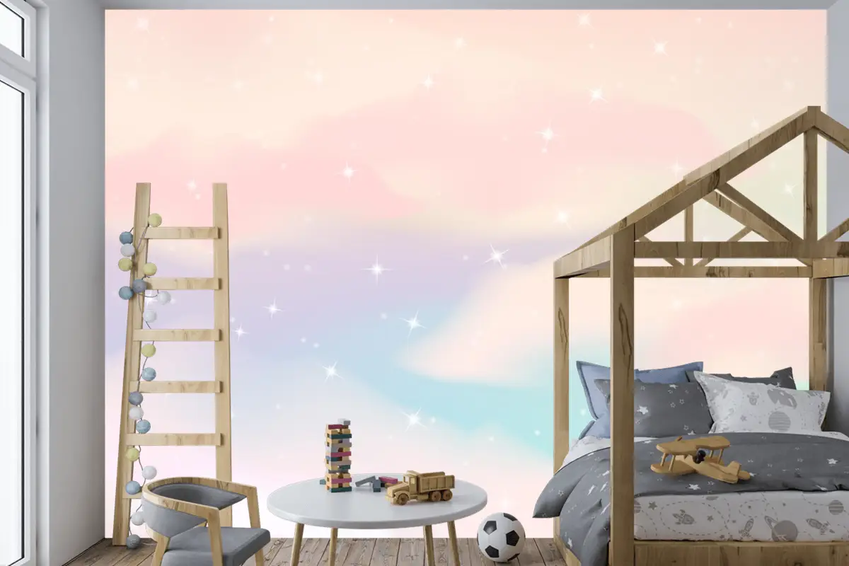 Degrade Pastel Gökyüzü Arka Plan Çocuk Odası Duvar Kağıdı 