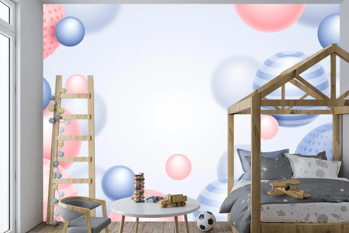 Degrade Küreler Arka Plan Çocuk Odası Duvar Kağıdı 