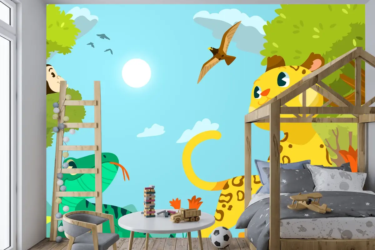 Elle Çizilmiş Biyoçeşitlilik Çocuk Odası Duvar Kağıdı 