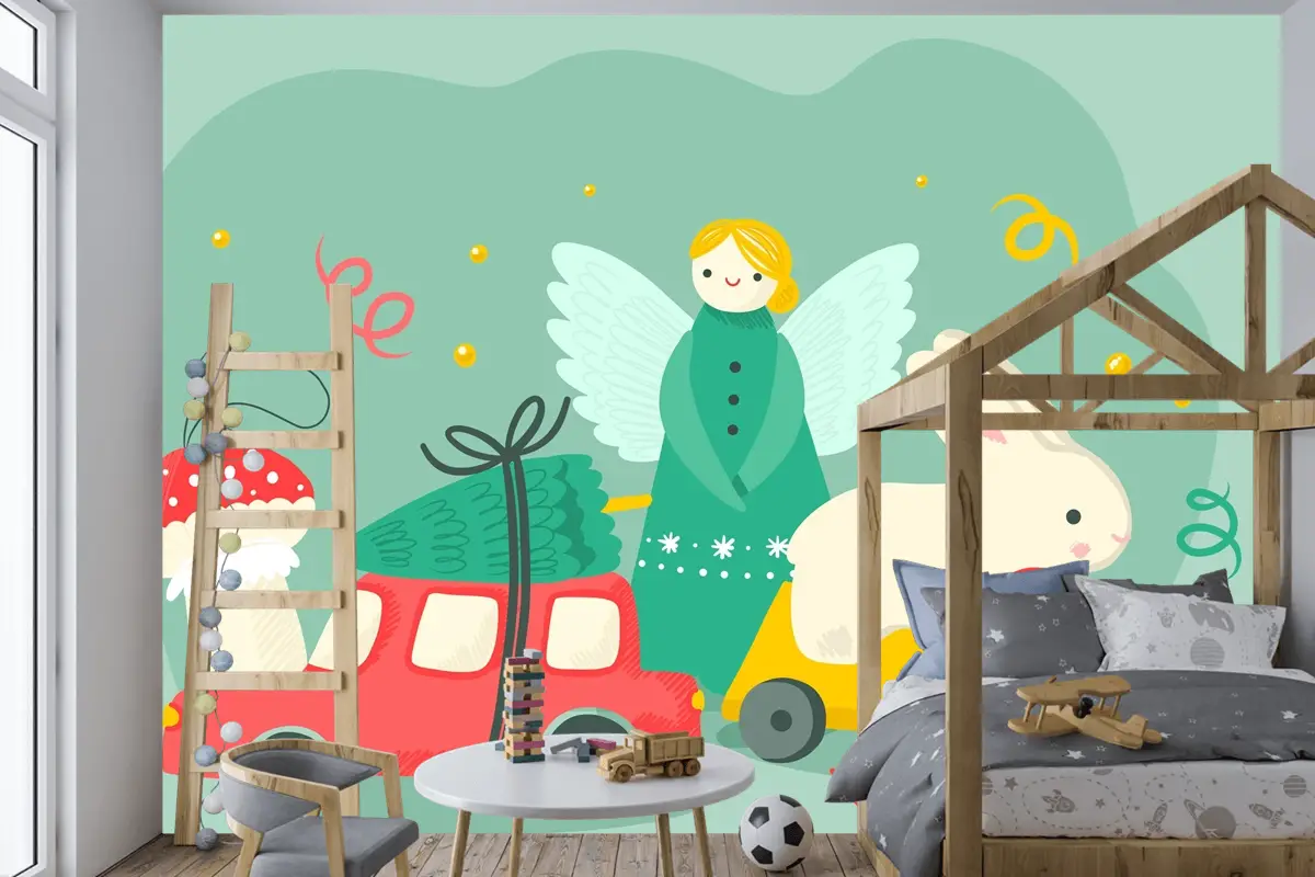 Elle Çizilmiş Noel Oyuncakları Arka Plan Çocuk Odası Duvar Kağıdı 