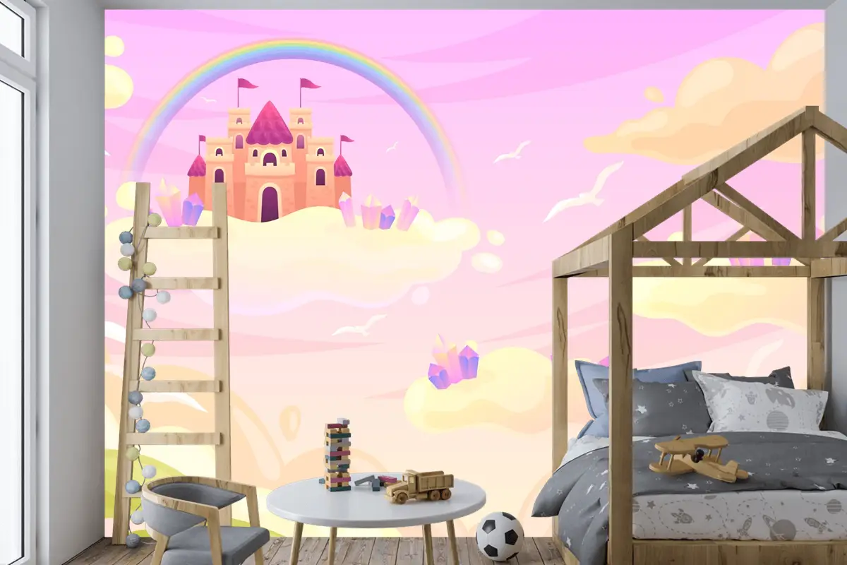 Elle Çizilmiş Peri Masalı Arka Plan Çocuk Odası Duvar Kağıdı