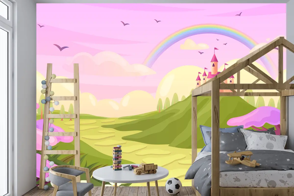 Elle Çizilmiş Peri Masalı Arka Plan Çocuk Odası Duvar Kağıdı 