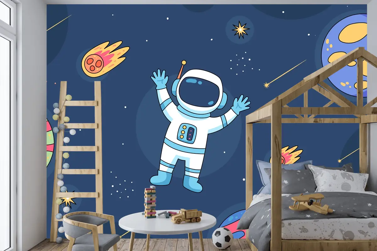 Elle Çizilmiş Galaxy Yıldız Çocuk Odası Duvar Kağıdı