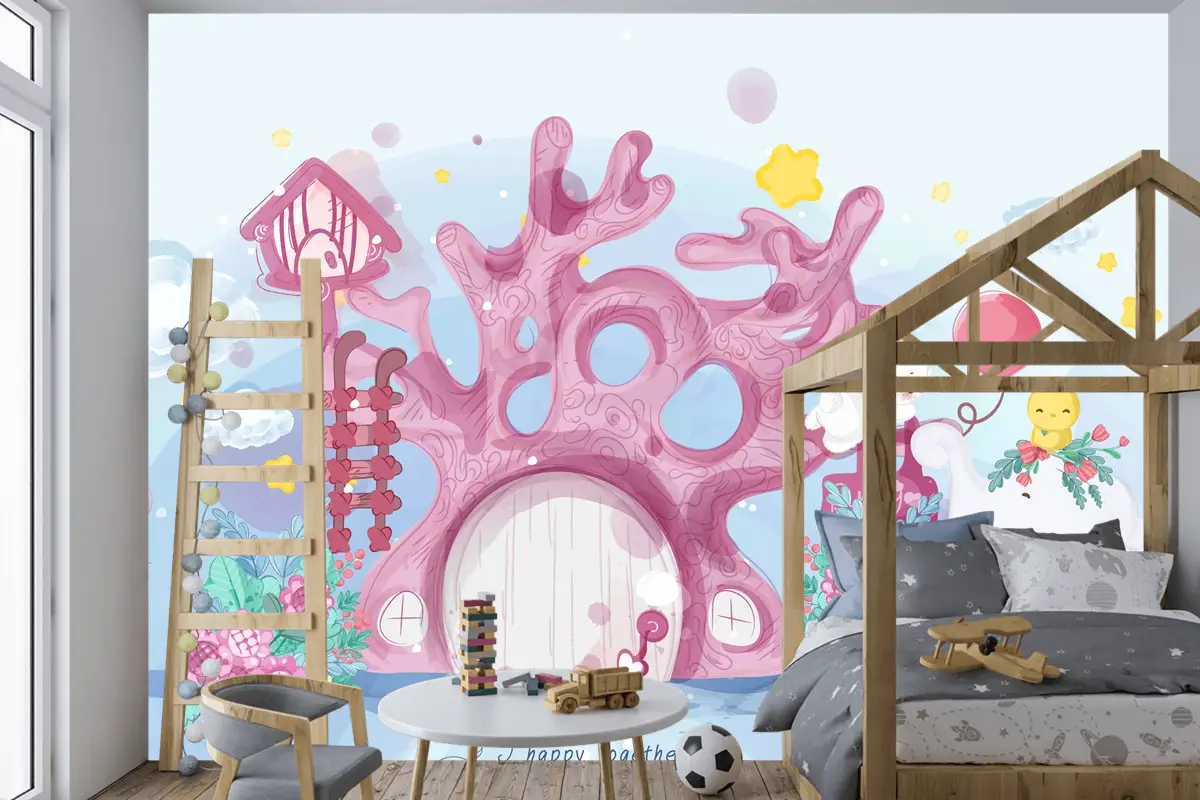 Elle Çizilmiş Geçit Töreni Doodle Hayvanlar Çocuk Odası Duvar Kağıdı