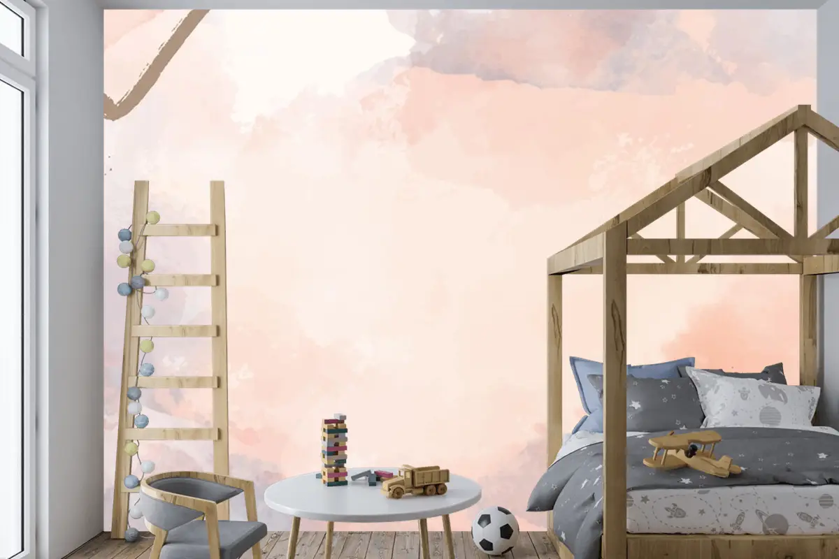 Suluboya Çocuk Odası Duvar Kağıdı Duvarında El Boyalı Soyut Arka Plan