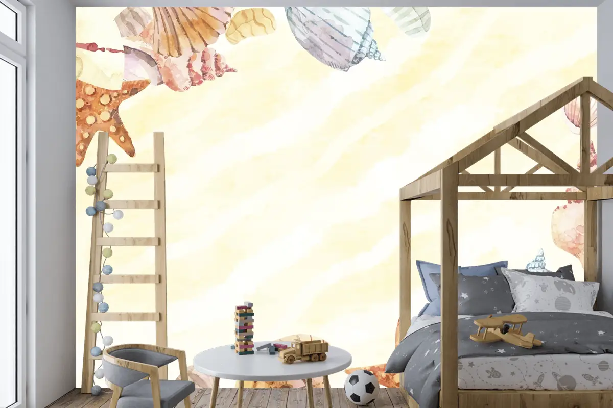 El Boyalı Suluboya Yaz Çocuk Odası Duvar Kağıdı 