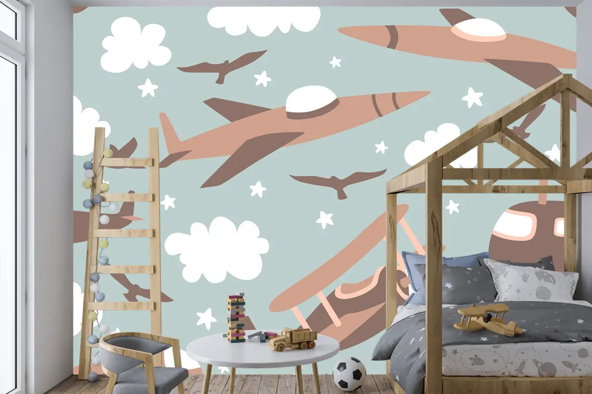 Hipster Doodles Renkli Dikişsiz Desen Düzlem Çizimi Çocuk Odası Duvar Kağıdı 