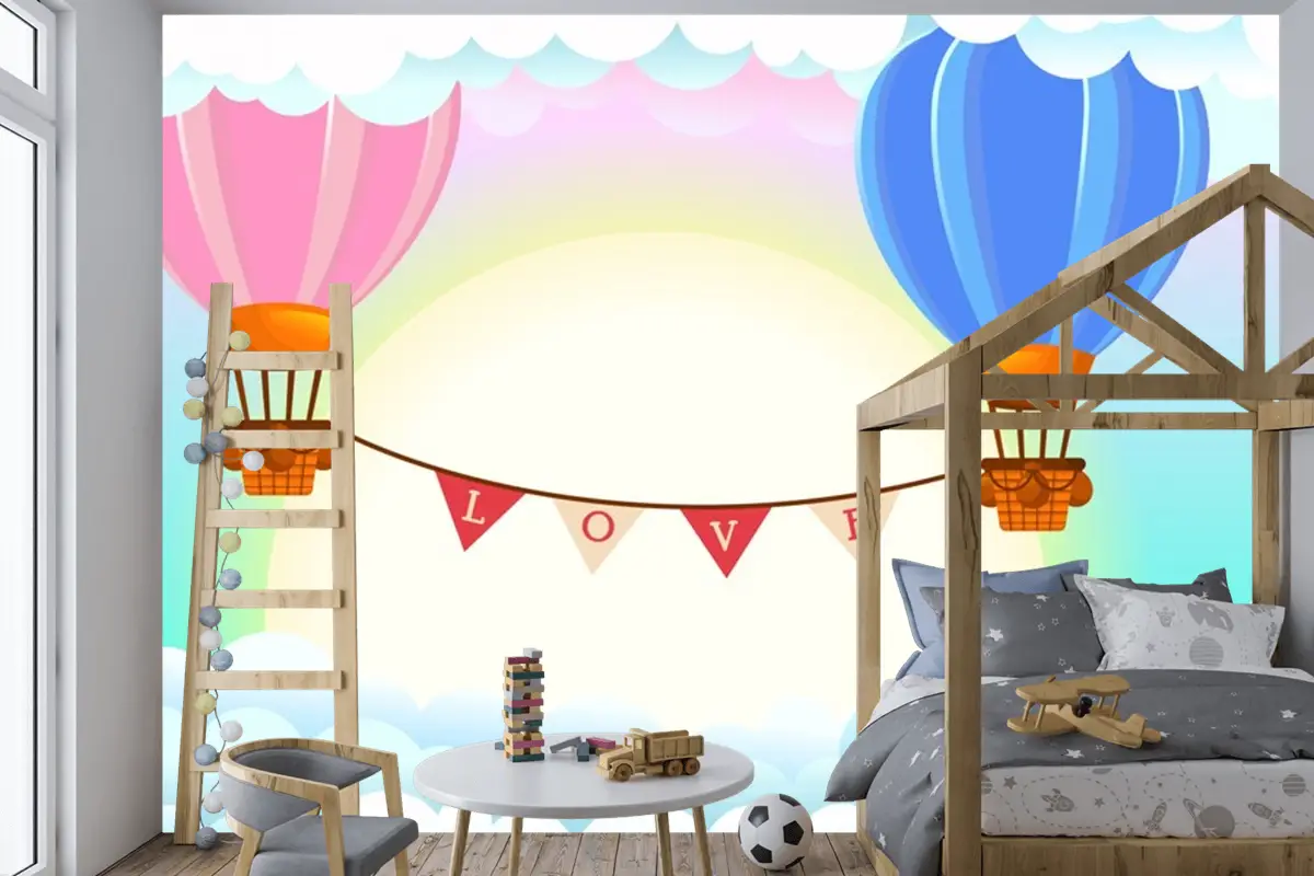 Sıcak Hava Balonu Çocuk Odası Duvar Kağıdı