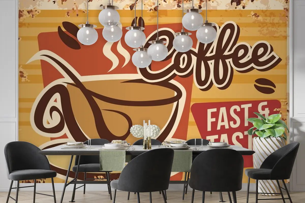 Kahve Paslı Metal Levha Vintage Cafe Duvar Kağıdı