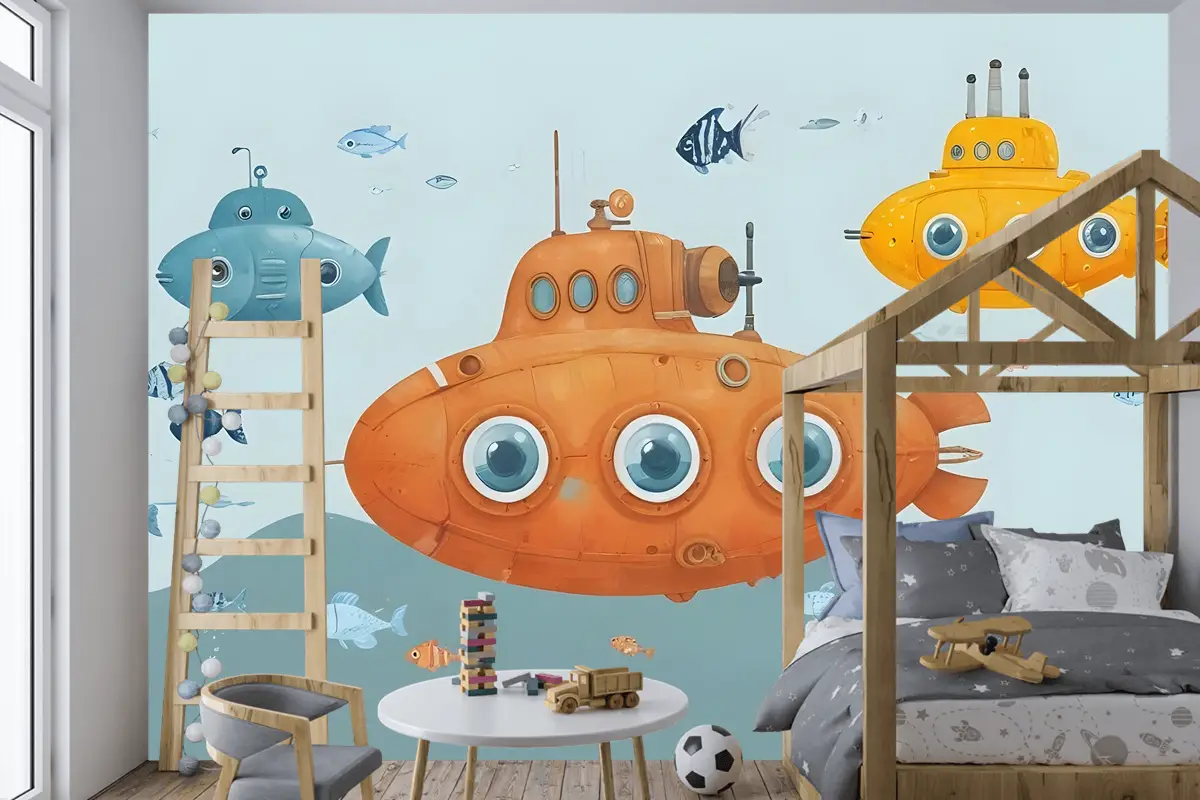 Kids Boys Denizaltı Çocuk Odası Duvar Kağıdı  Ile Suluboya Sualtı