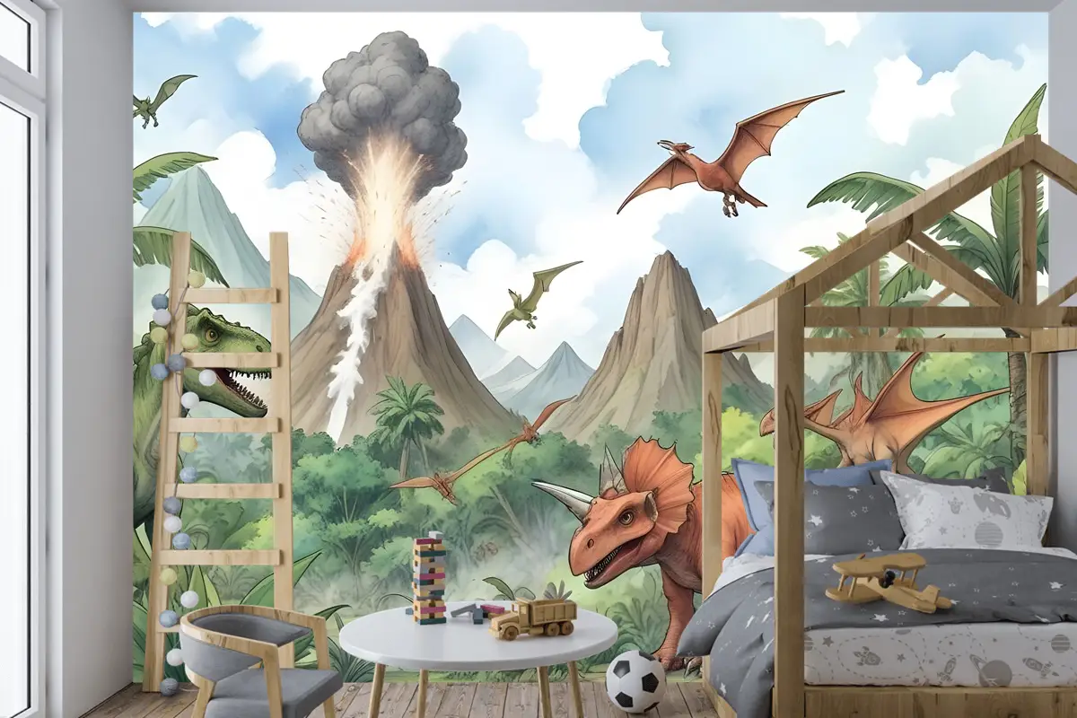 Trex Jurassic World Çocuk Odası Duvar Kağıdı  Ile Çocuk Dinozor