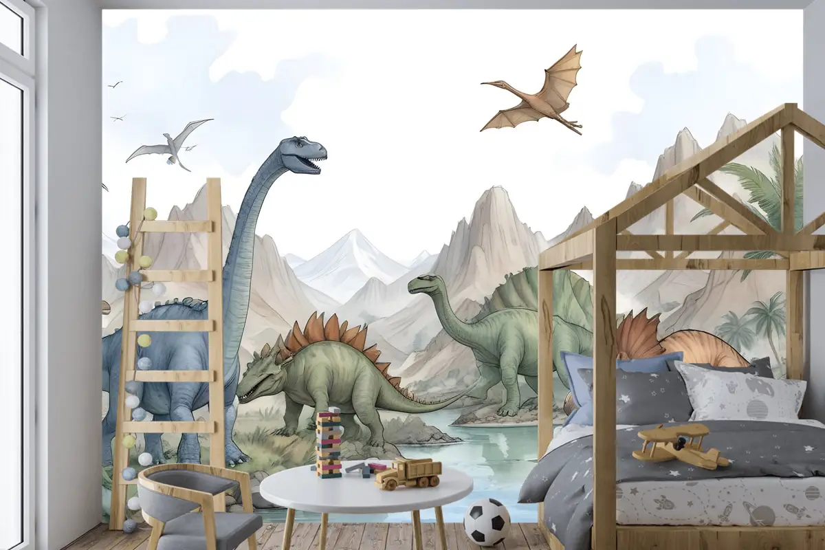 Kids Softs Dinozor Jurassic Dünya Çocuk Odası Duvar Kağıdı
