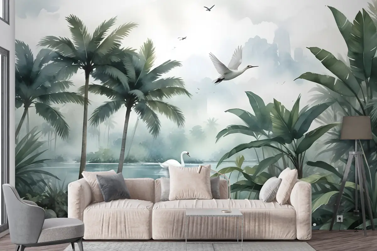 Göl Duvar Kağıdı  Ile Puslu Tropikal Orman