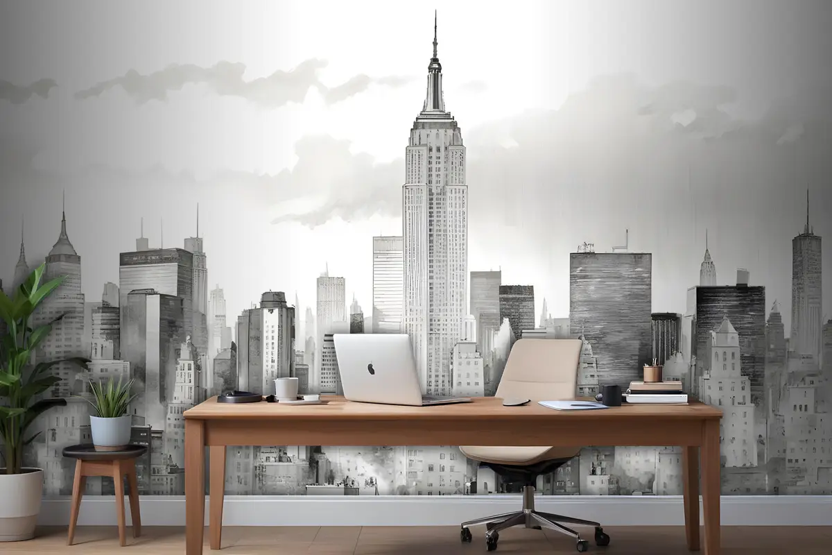 Tek Renkli Kömür New York City Duvar Kağıdı 