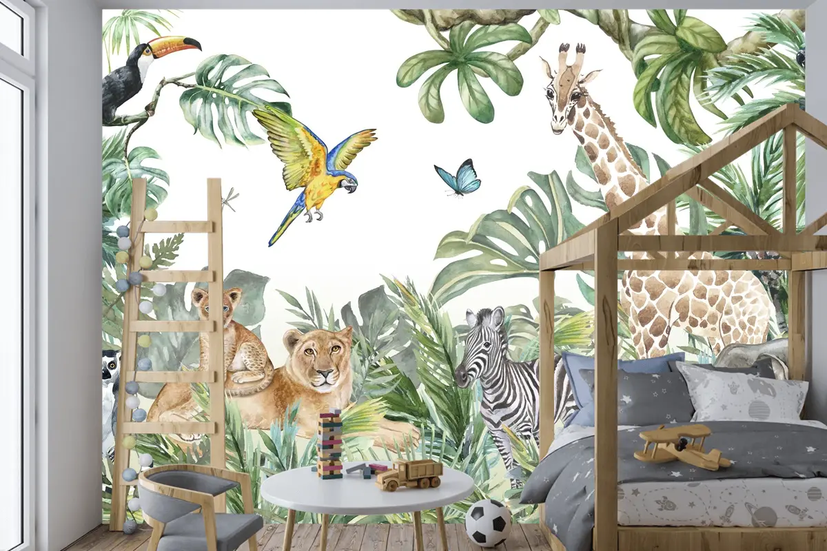 Orman Hayvanları Jungle Çocuk Odası Duvar Kağıdı