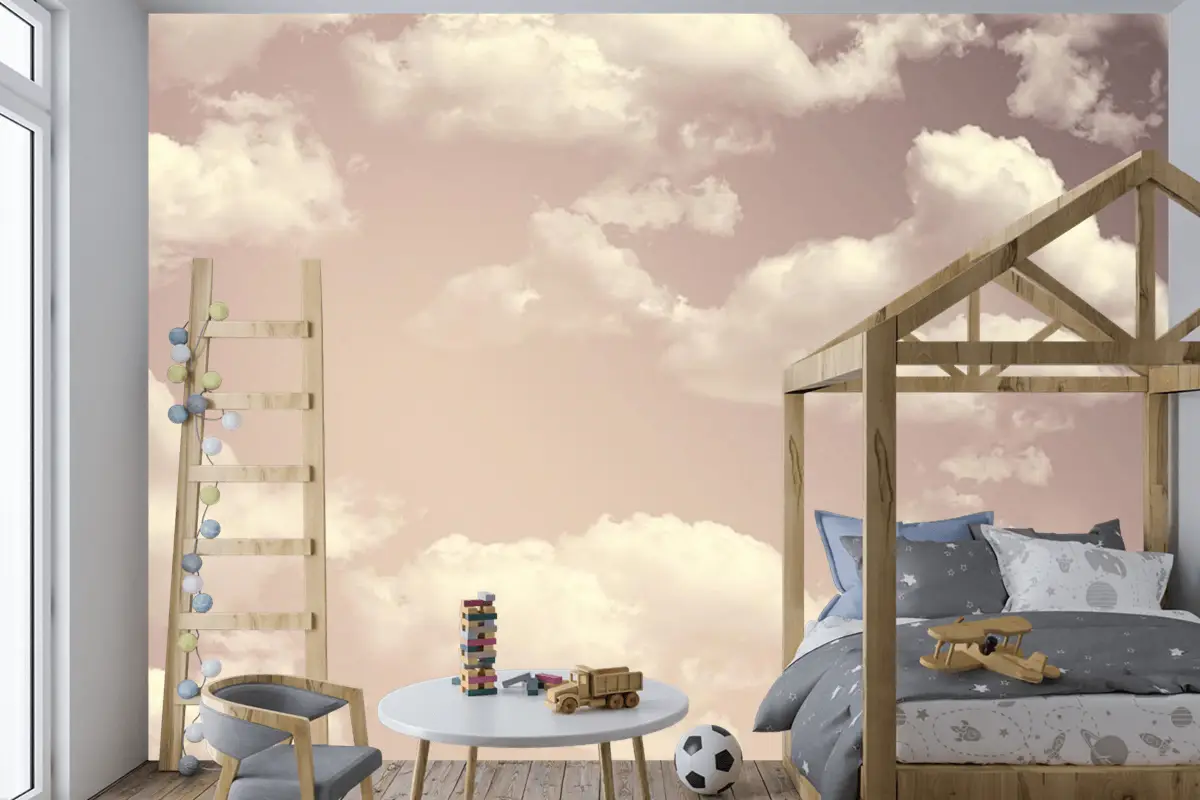 Renkli Bulutlar Çocuk Odası Duvar Kağıdı
